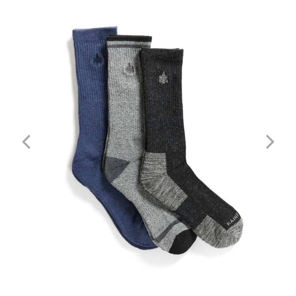 NWT Rainforest Unisex Wool Blend Crew Socks - 3 pack -  Mens 6-12